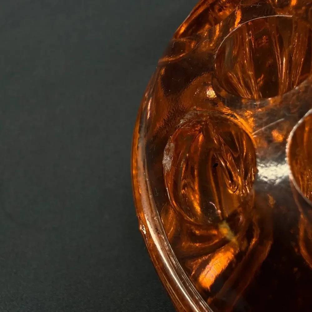 Floral Frog Glass Amber Color Vintage Decortications Floral Arrangements 13 hole